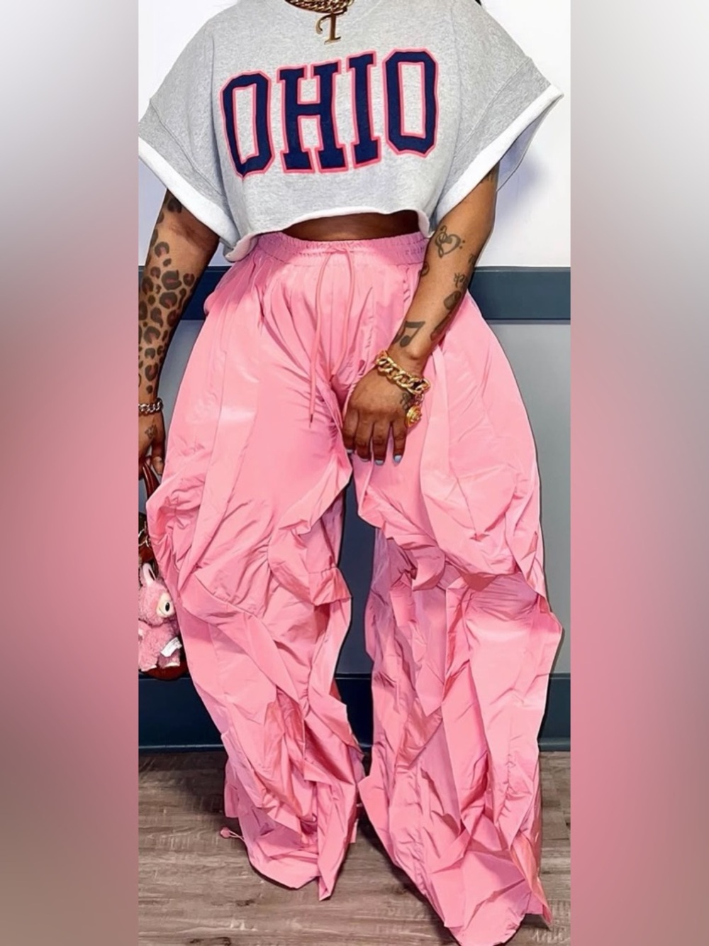 Pink Ruffle Wide-Leg Pants - Picture 3 of 3